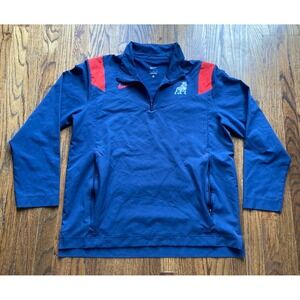 Nike Samford Bulldogs Jacket Mens Size Large Windbreaker Vented Navy Blue Tech